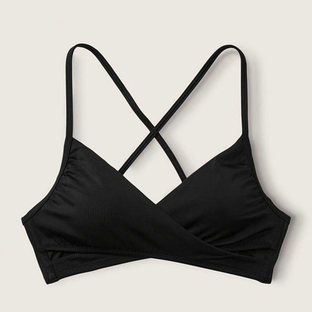 Pink Victoria's Secret NWT Sz L Black Body Wrap Bikini Swim Top - Picture 6 of 9
